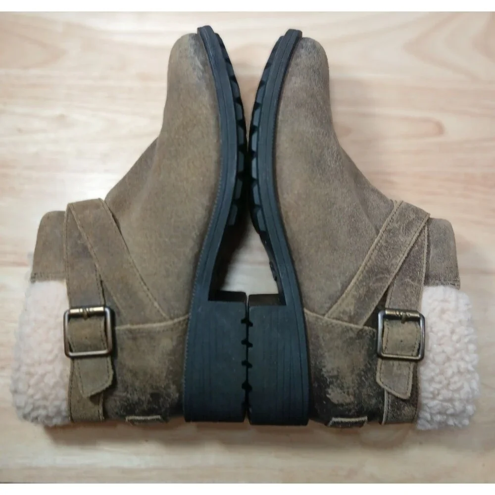 UGG Benson II Women's 7.5 Shearling Lined Brown Ankle Boots Distressed
